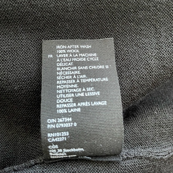 NWT COS VIRGIN WOOL MIDI BLACK A- LINE FLARE DRESS SIZE L . - Picture 5 of 8